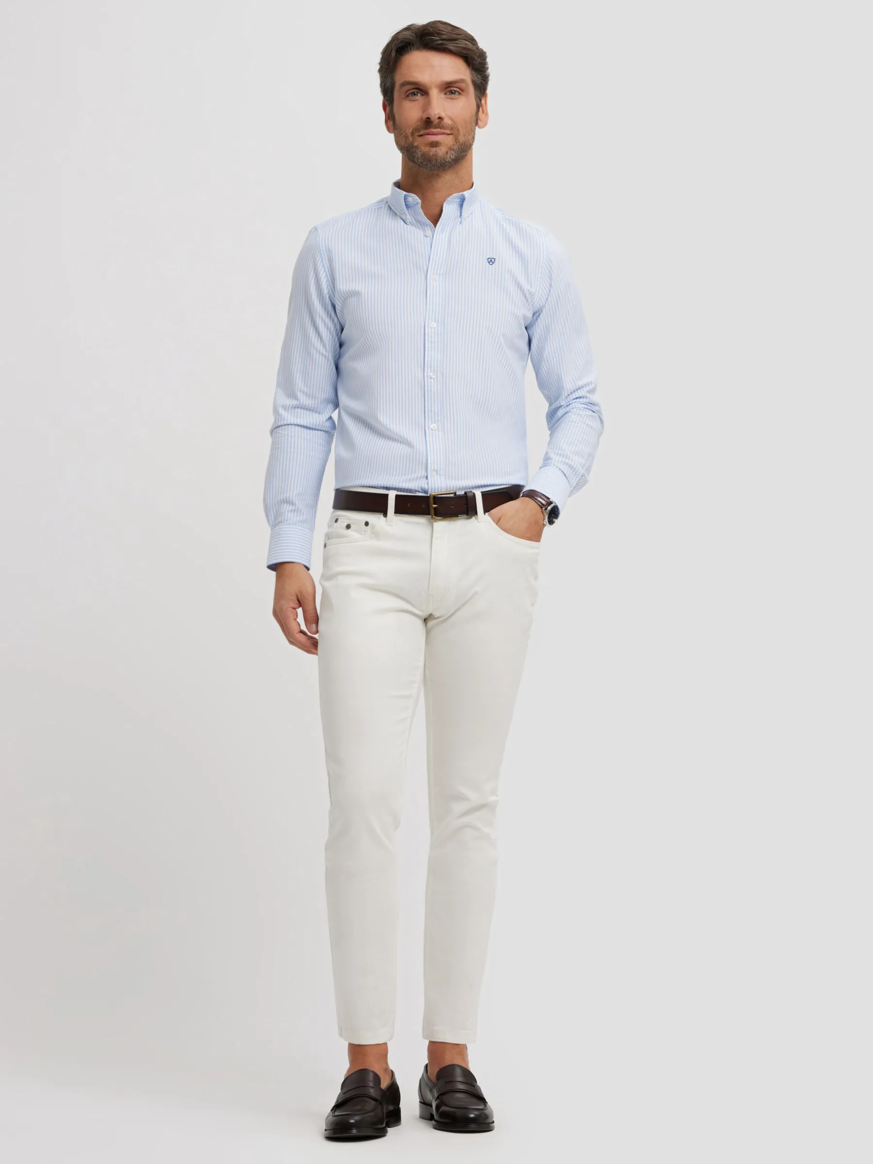 Alvaro Moreno CAMISA OXFORD RAYAS BASIC-Hombre Oxford
