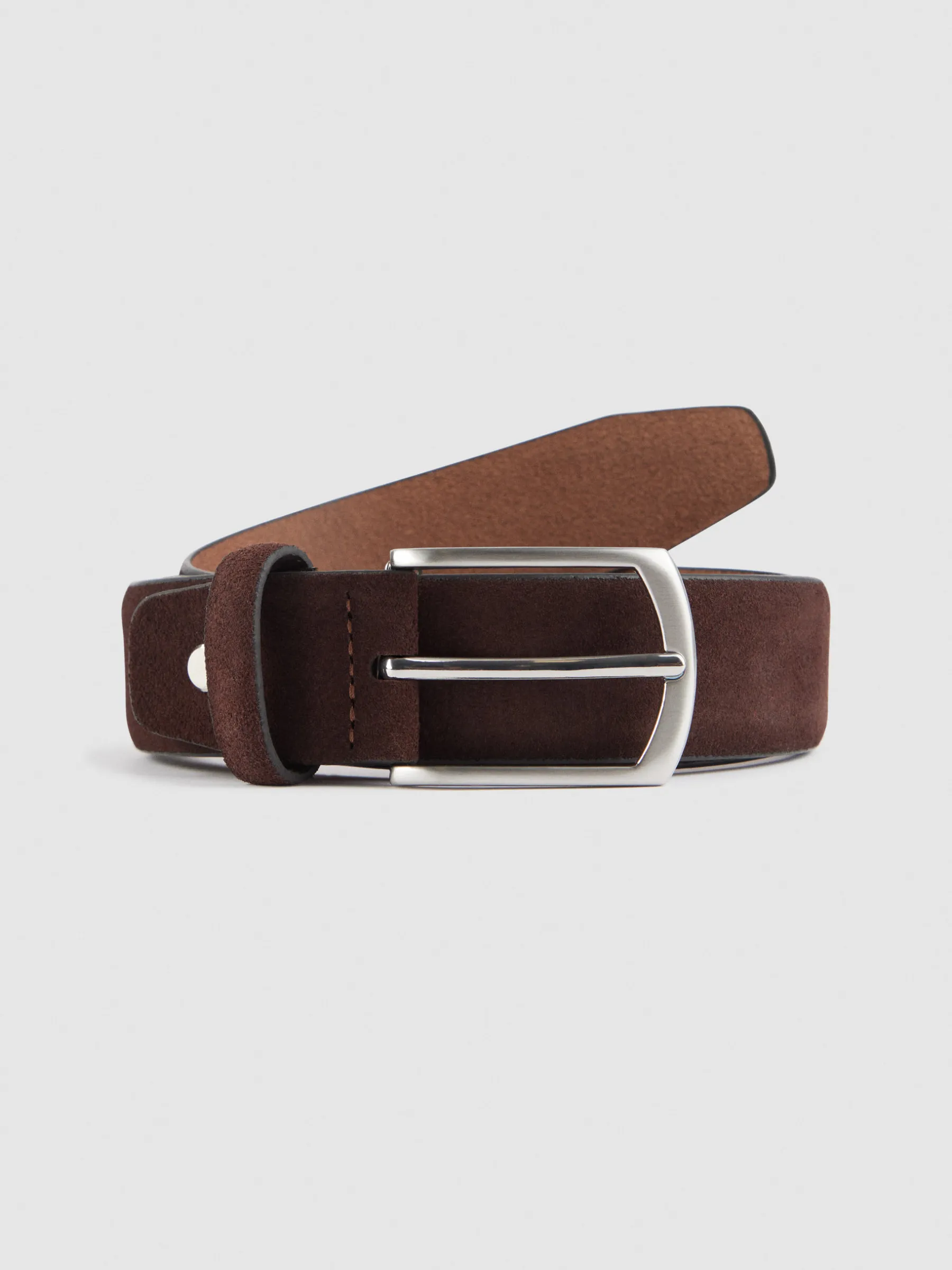 Alvaro Moreno CINTURON VESTIR SERRAJE MARRÓN-Hombre Cinturones